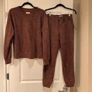 Abercrombie & Fitch SoftAF Fleece Leopard Jogger and Crew Set